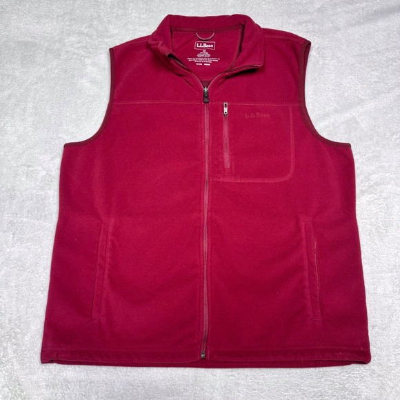 L.L. Bean Other - L.L. Bean Vest Mens Medium Red Fleece Full Zip Mock Neck Outdoor Layering
